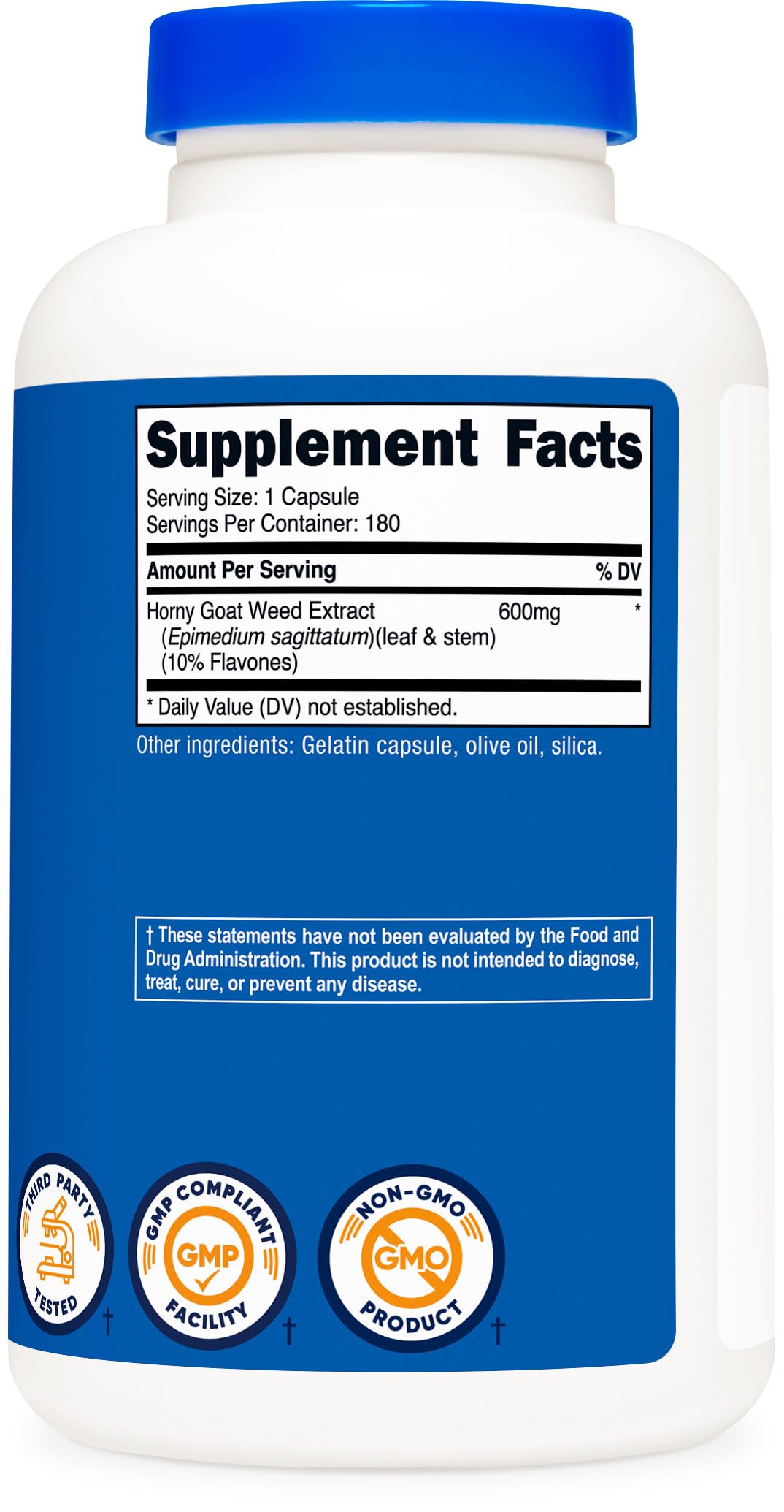 Non-GMO and gluten-free Nutricost Horny Goat Weed