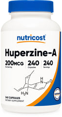 Nutricost Huperzine A bottle front showing 200 mcg per serving