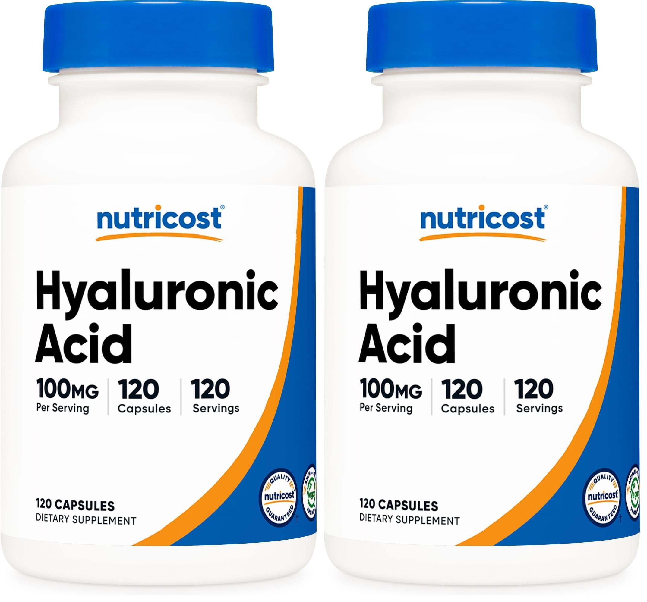 Nutricost Hyaluronic Acid 100mg capsules bottle – front view