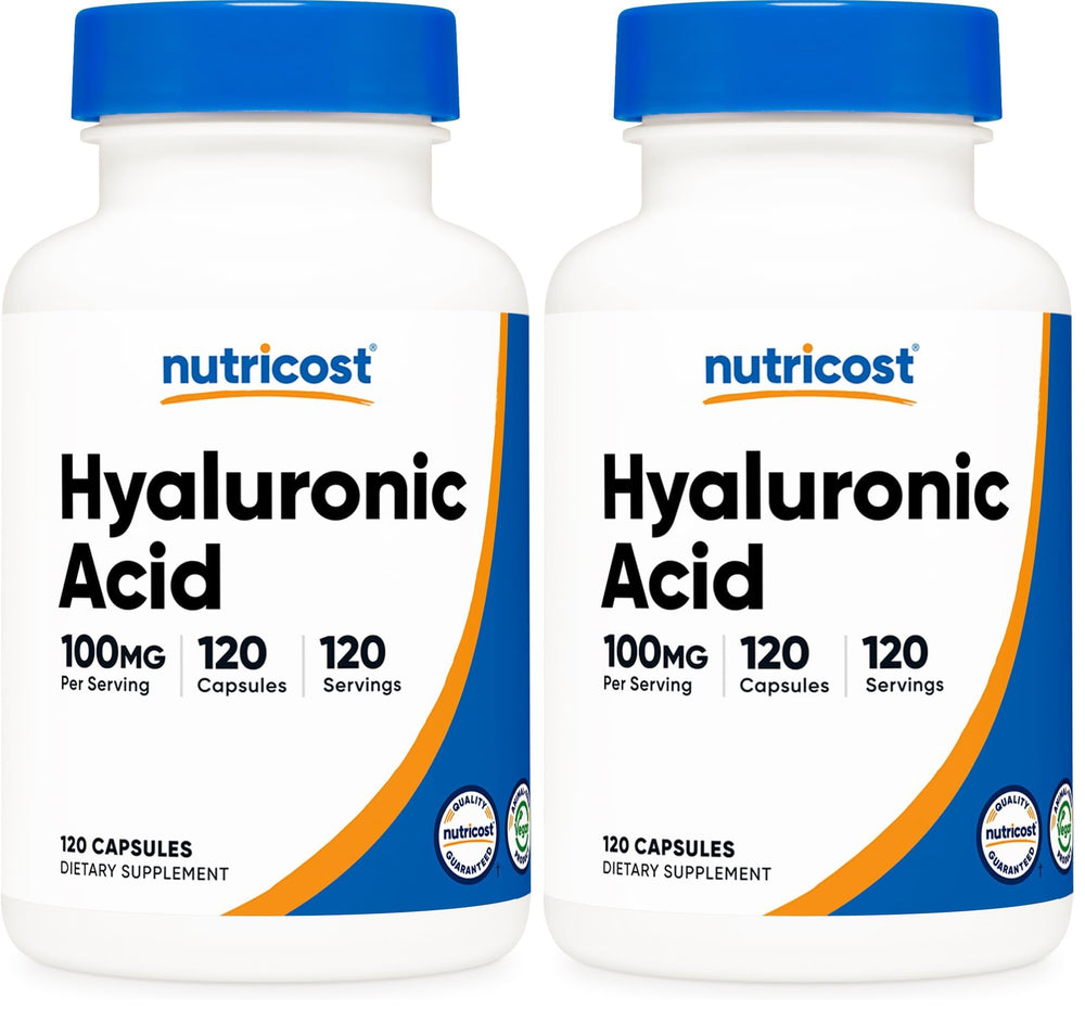 Nutricost Hyaluronic Acid 100mg capsules bottle – front view