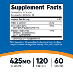 Front view of Nutricost Indole-3-Carbinol bottle