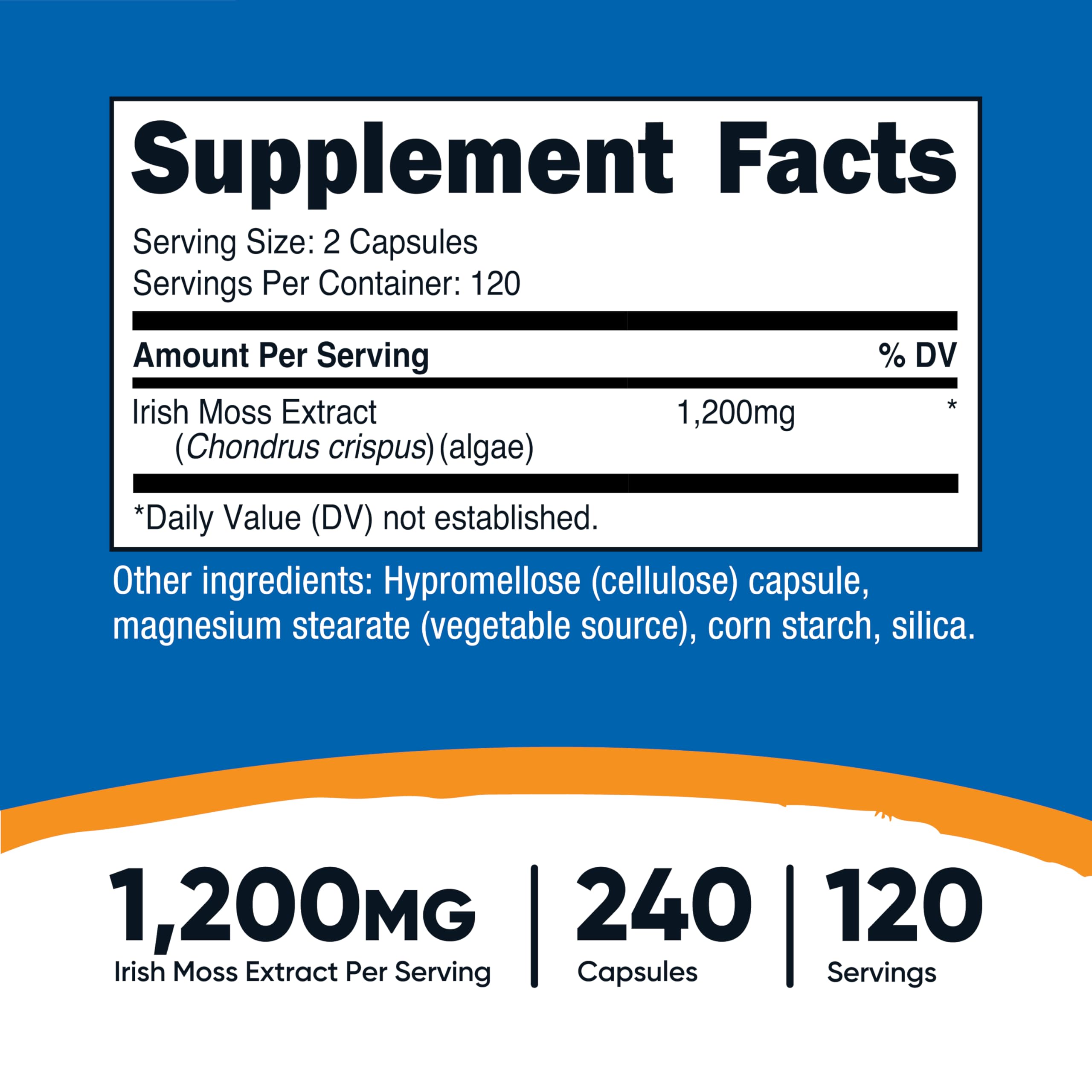 Vegan and gluten-free Nutricost sea moss capsules