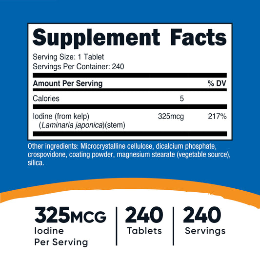Front view of Nutricost Kelp Tablets bottle