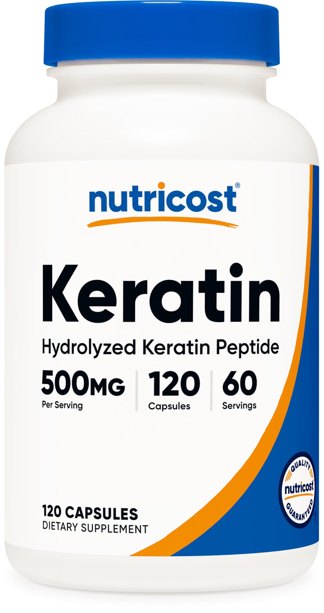 Nutricost Keratin Hydrolized Peptide Capsules bottle label