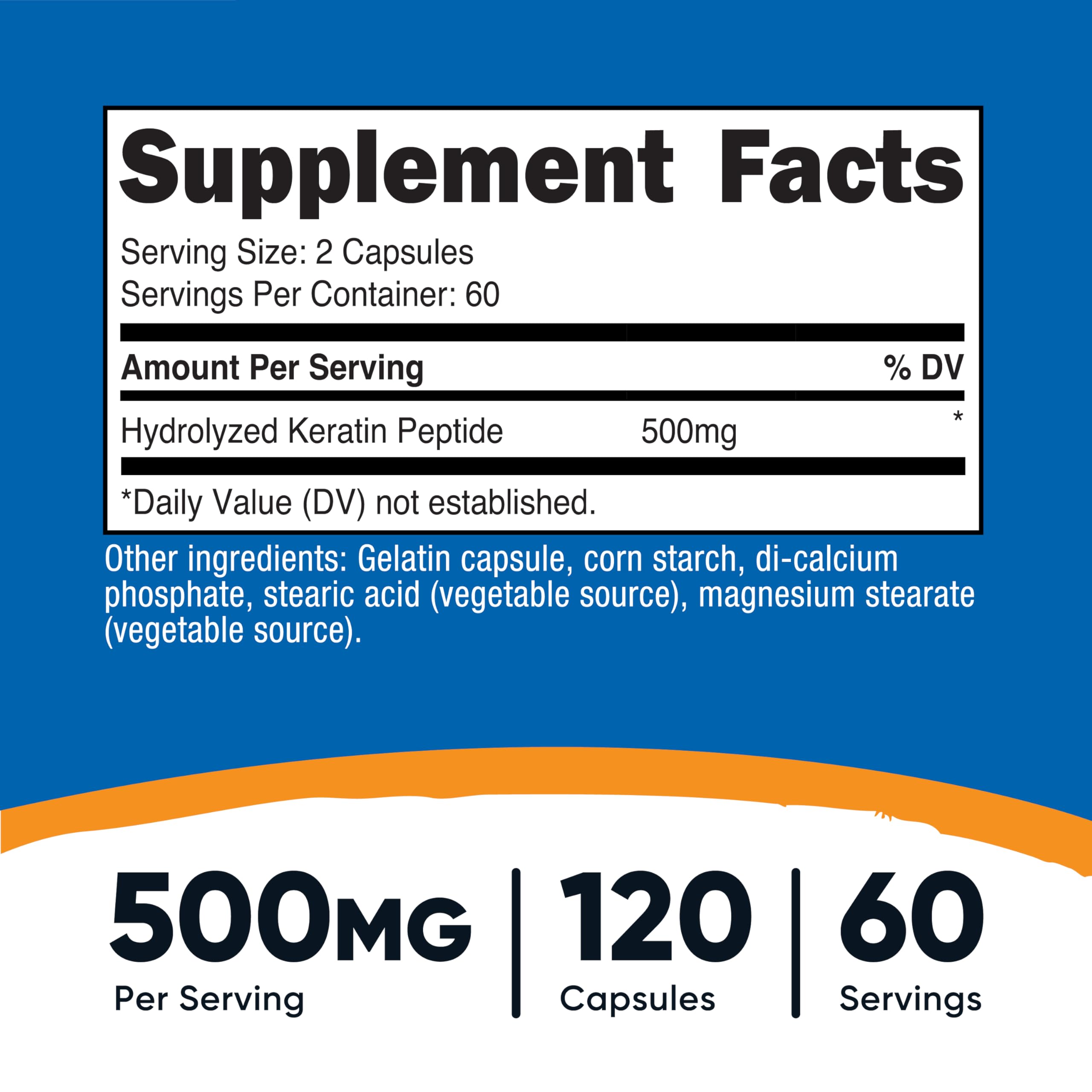 Serving size detail: 500MG per serving, 120 capsules per bottle