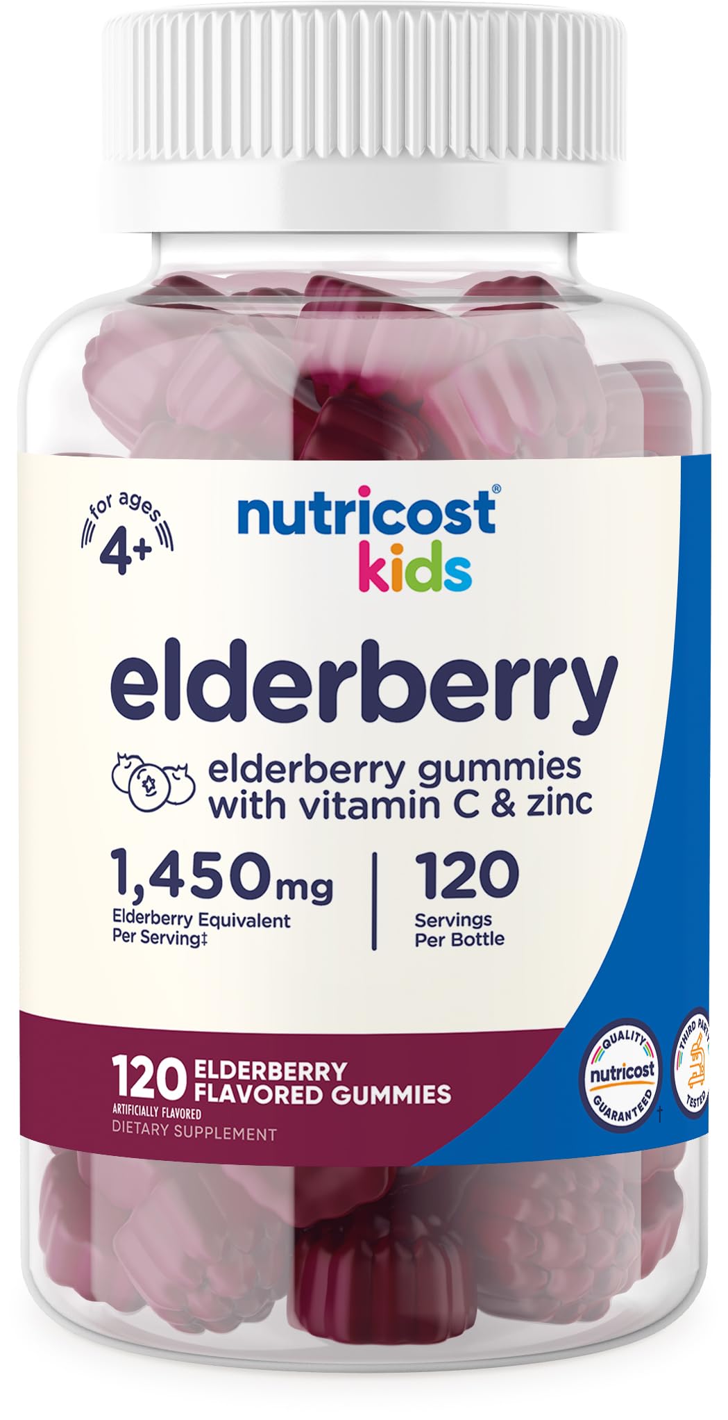 Nutricost Kids Elderberry Gummies bottle with gluten-free label