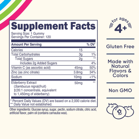 Front view of Nutricost Kids Elderberry Gummies bottle showing 120 gummies
