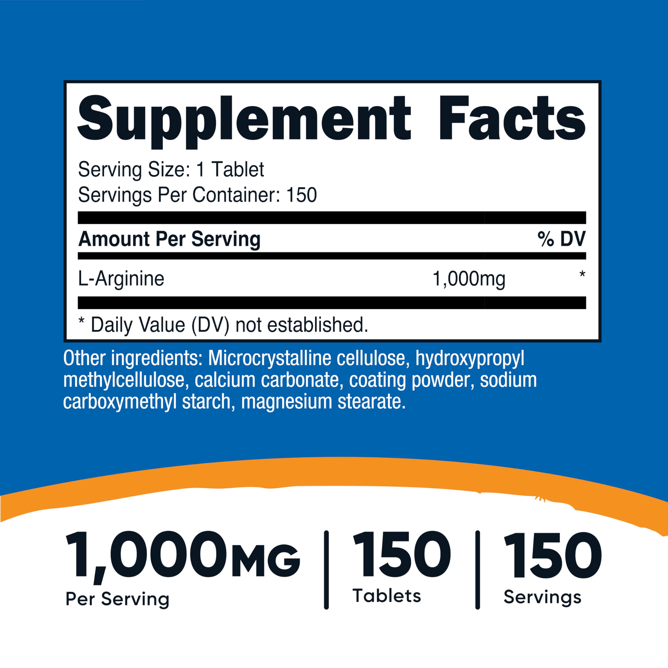 Nutricost L-Arginine 1000mg bottle side
