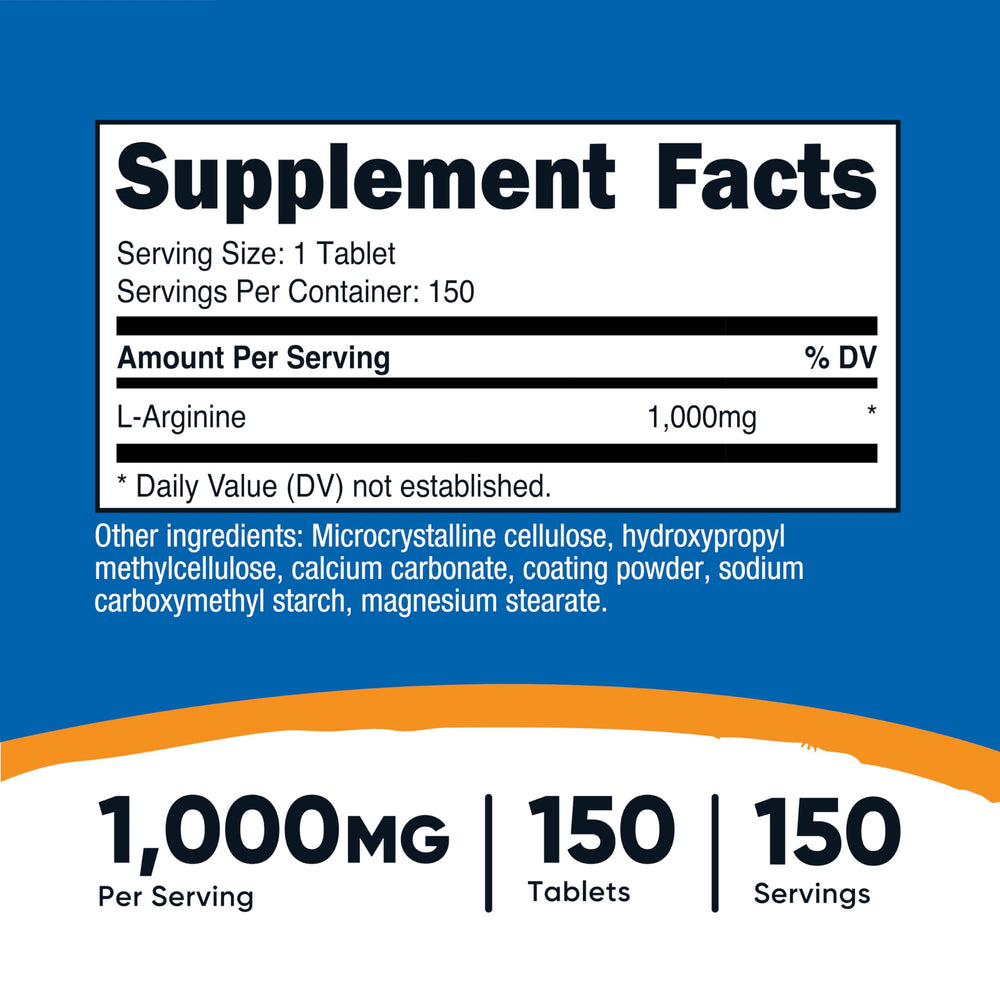 Nutricost L-Arginine 1000mg bottle side