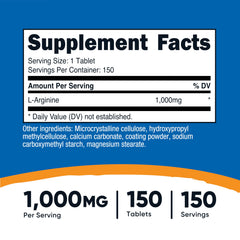 Nutricost L-Arginine 1000mg bottle side