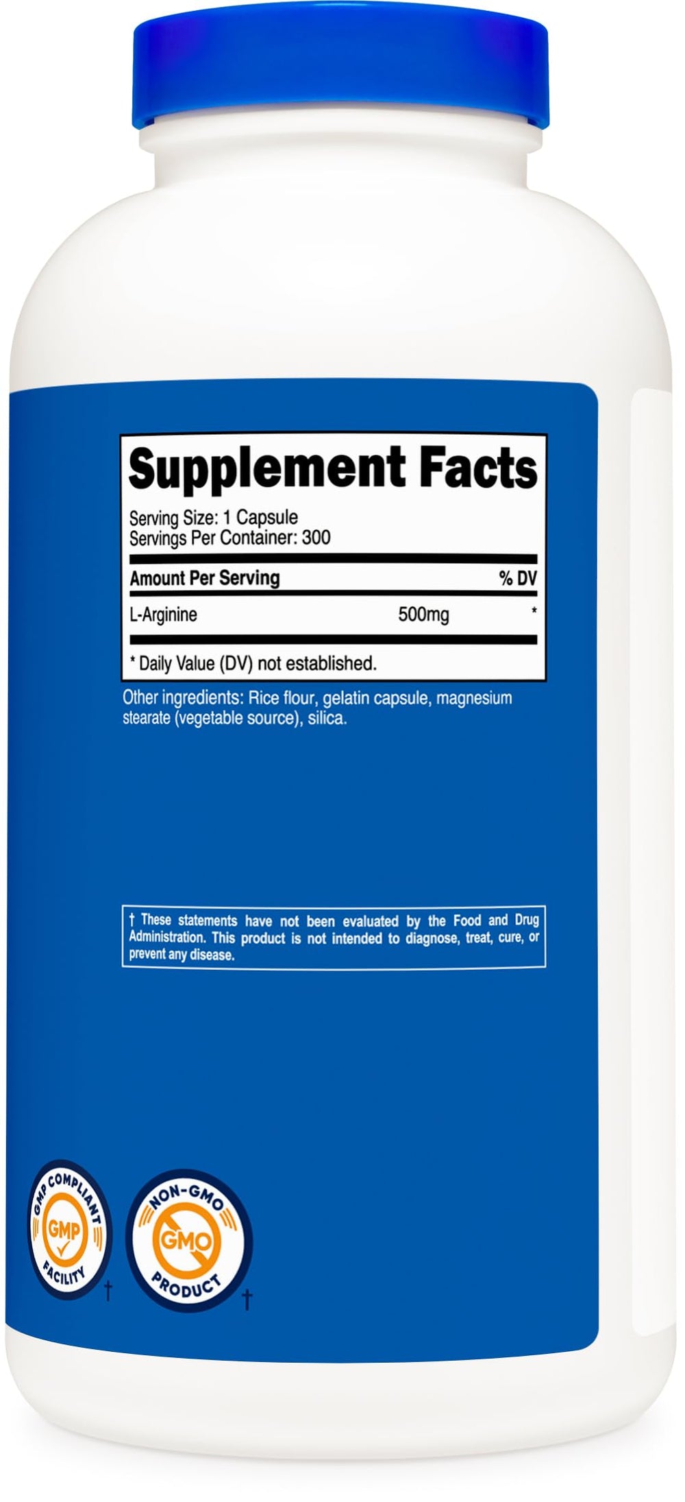 Gluten-free badge and packaging for Nutricost L-Arginine 500mg