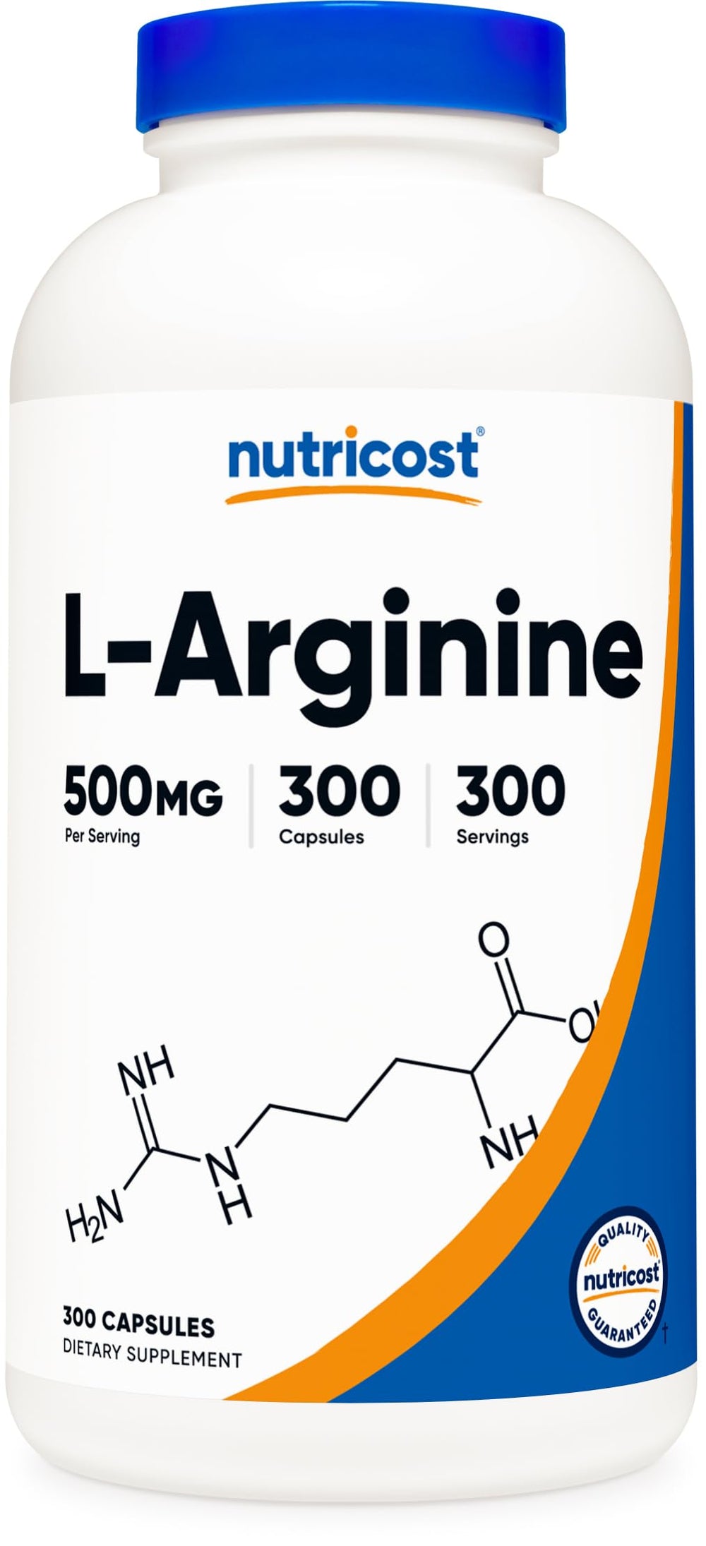 Front label of Nutricost L-Arginine 500mg bottle