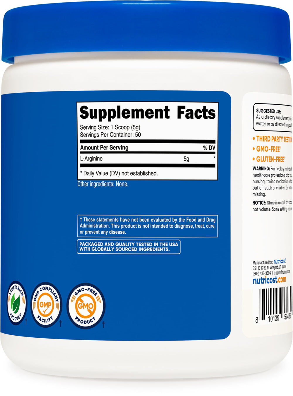 Nutricost manufacturing facility GMP and FDA registered