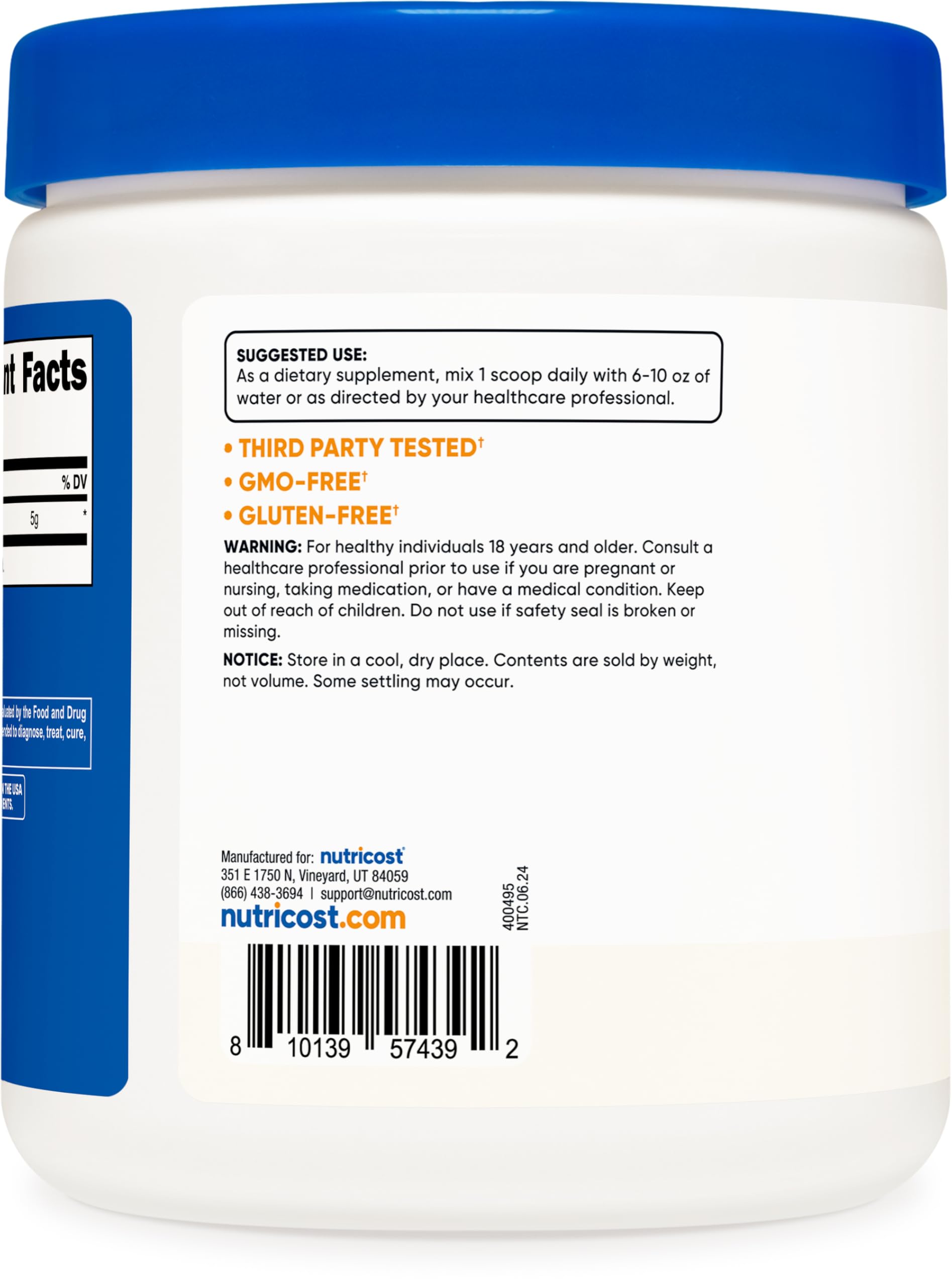 Nutricost L-Arginine gluten free and non GMO