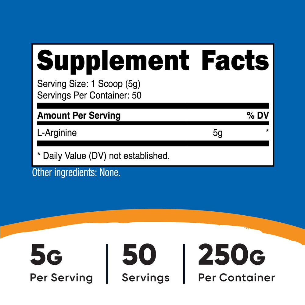 Nutricost L-Arginine ingredients label