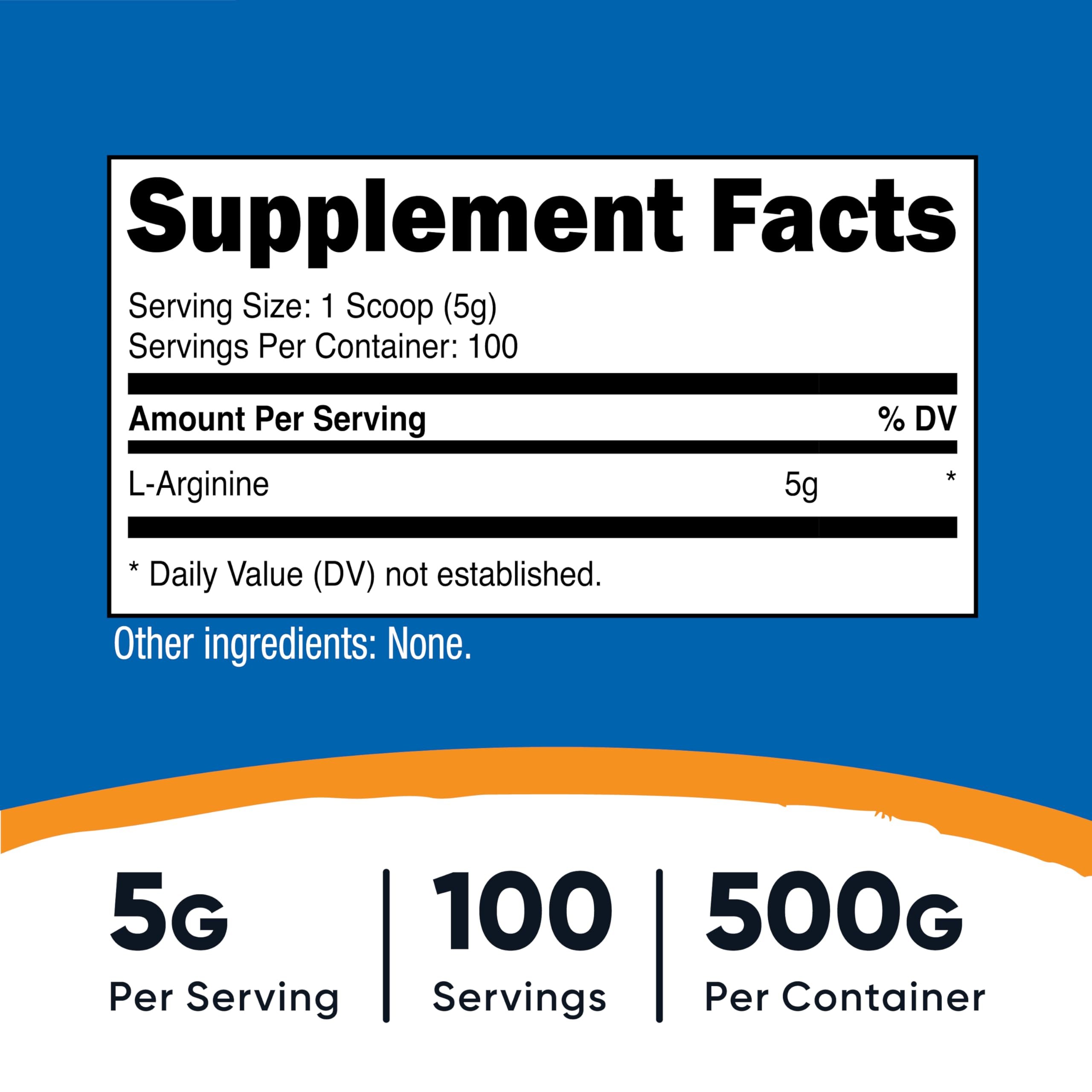 Packaging of Nutricost L-Arginine Powder 500g