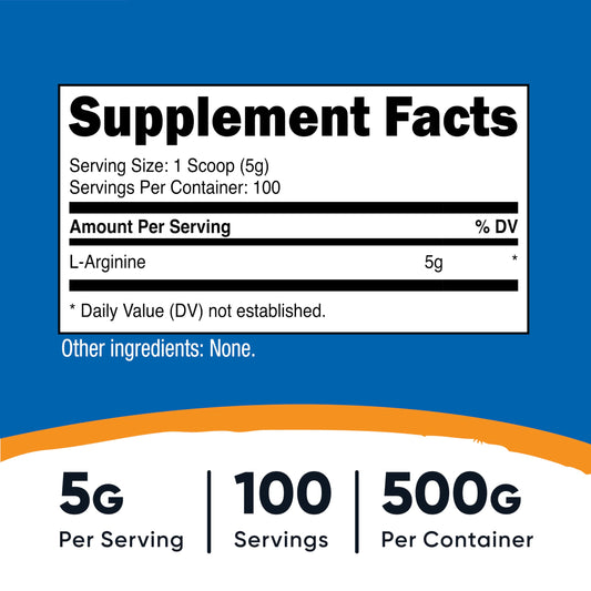 Packaging of Nutricost L-Arginine Powder 500g