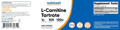 NSF GMP FDA certification logos for Nutricost L-Carnitine Tartrate Powder