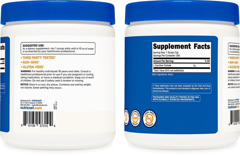 Close-up of serving size 1 g per serving on scoop