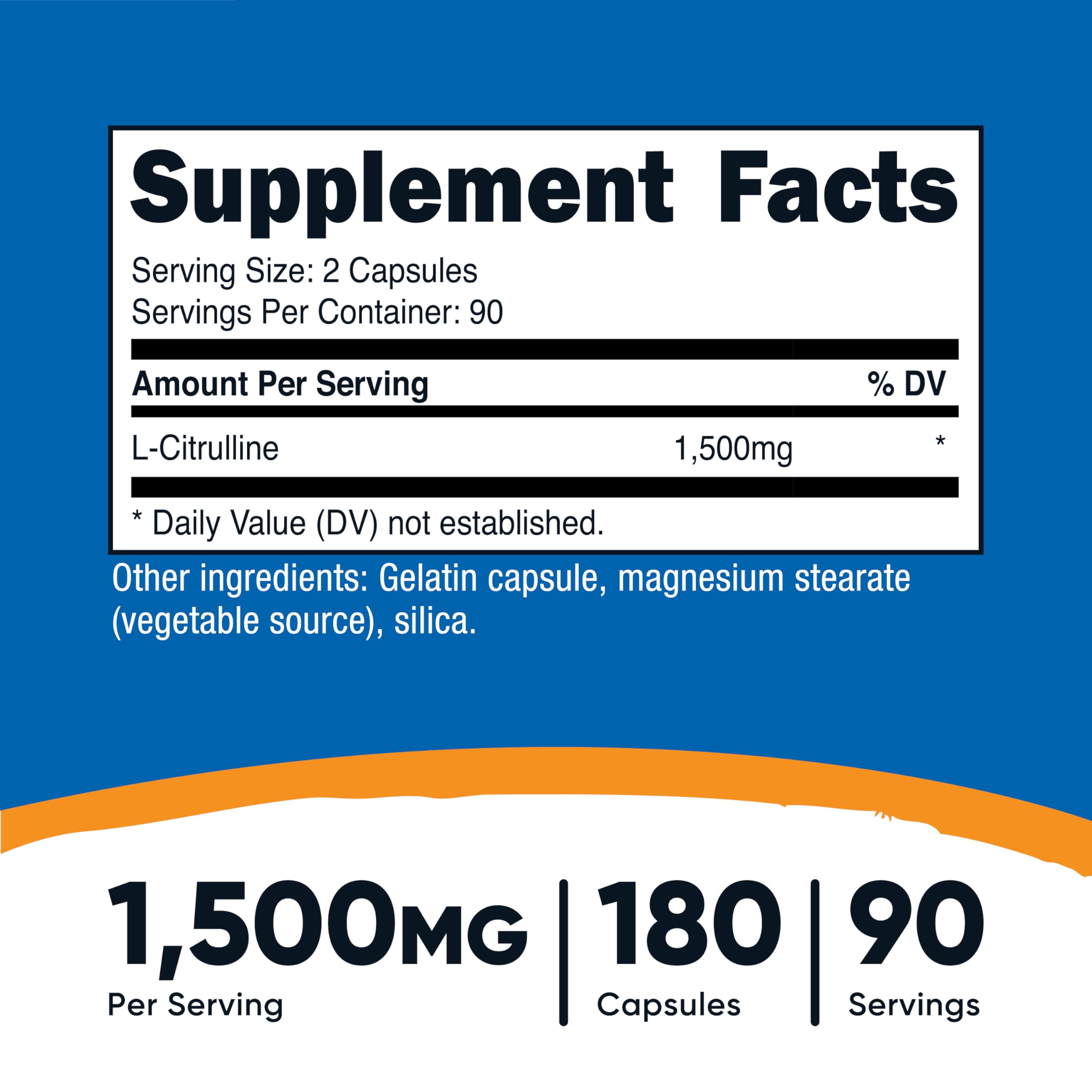 Nutricost L-Citrulline 1500mg bottle side view with capsules