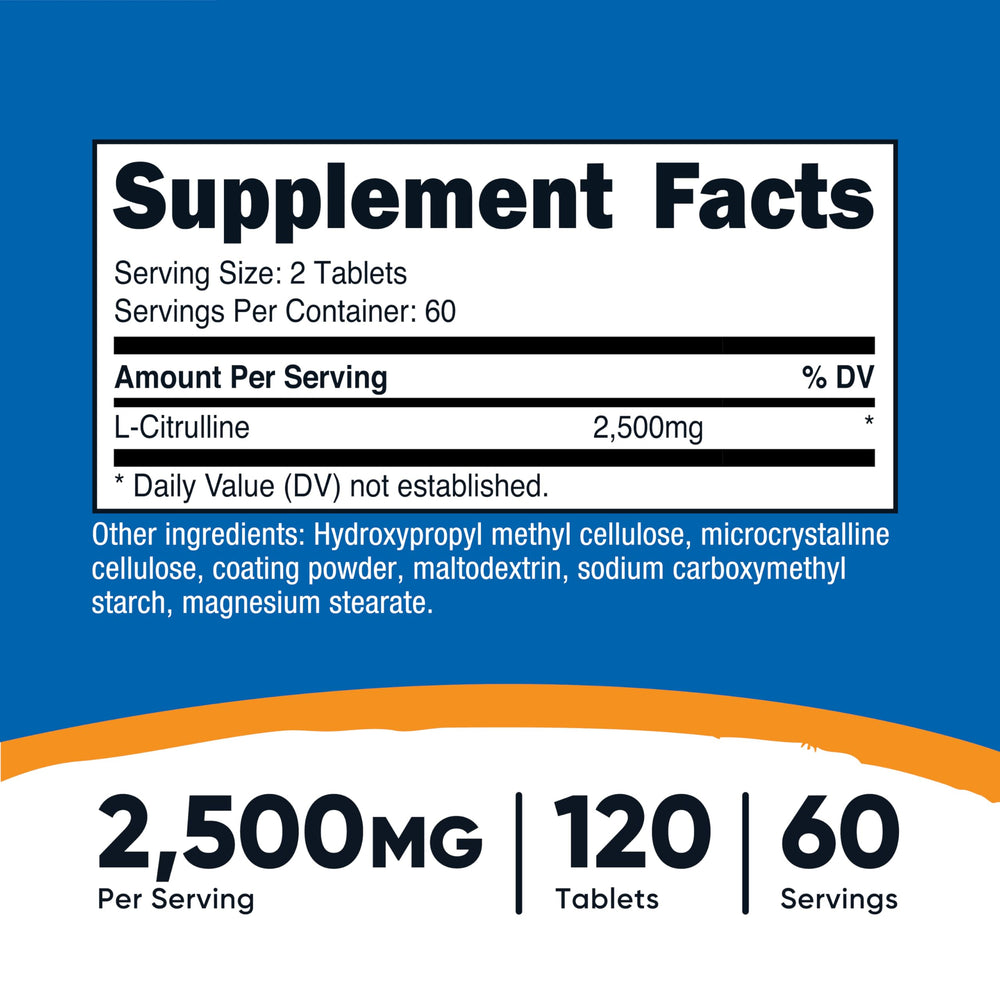 Close-up of Nutricost L-Citrulline tablets