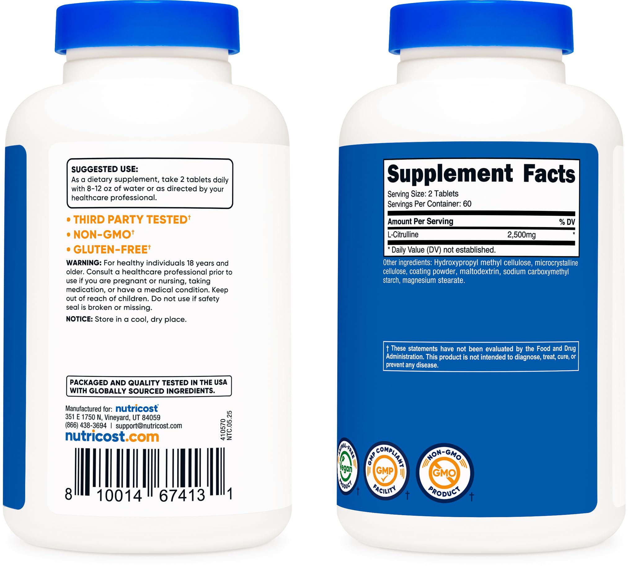 L-Citrulline supplement facts panel