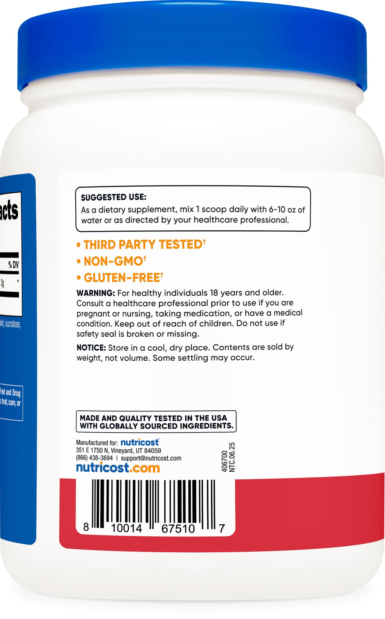 Nutricost L-Citrulline Malate 2:1 Strawberry Kiwi label close-up