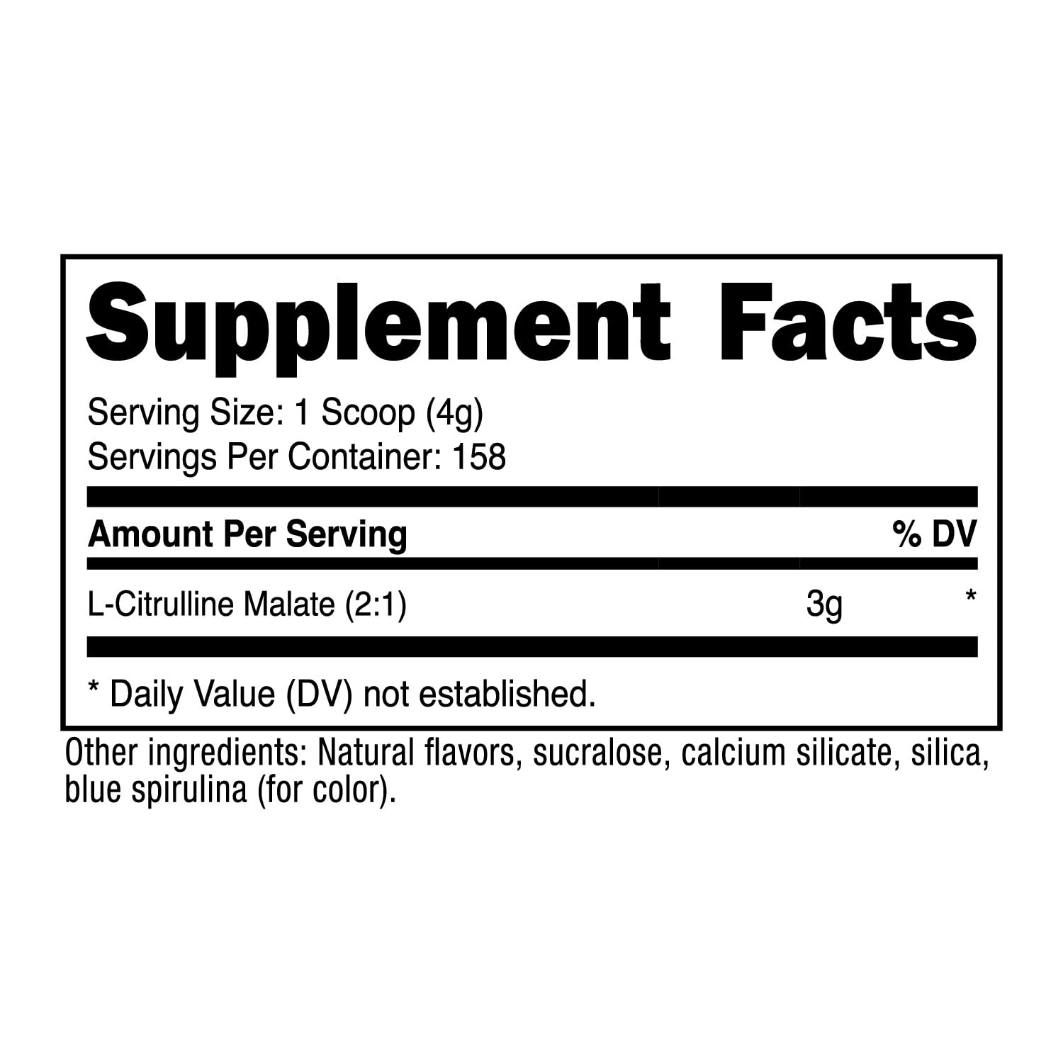 Ingredients for Nutricost L-Citrulline Malate 2:1 Blue Raspberry 600g