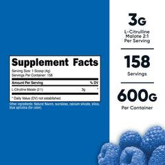 Nutricost L-Citrulline Malate 2:1 Blue Raspberry label