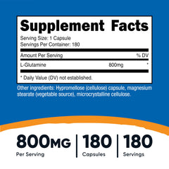 Close-up of L-Glutamine 800mg capsule