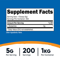 Nutricost L-Glutamine Powder 1 kg container - back view