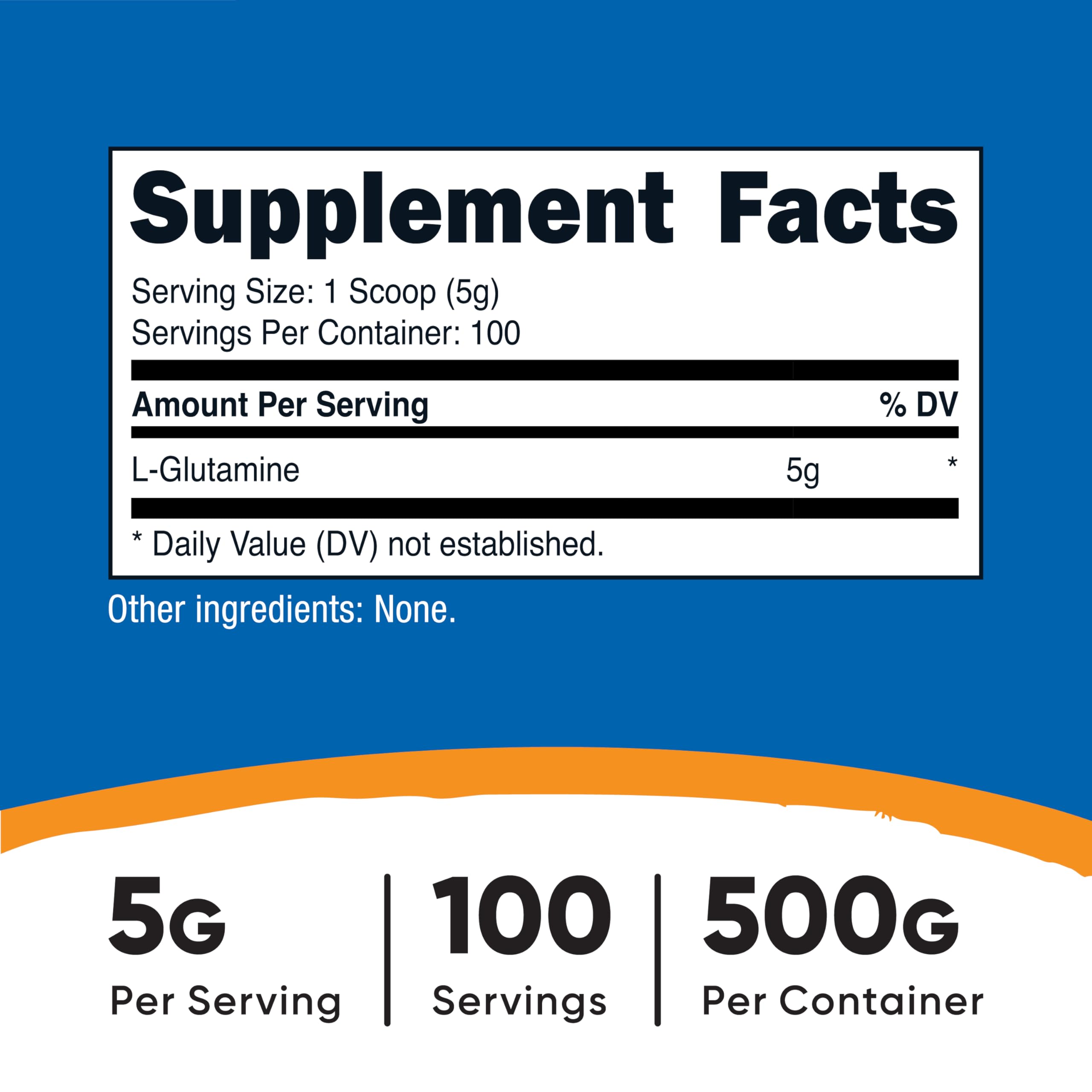 Nutricost L-Glutamine Powder 500g back label with ingredients