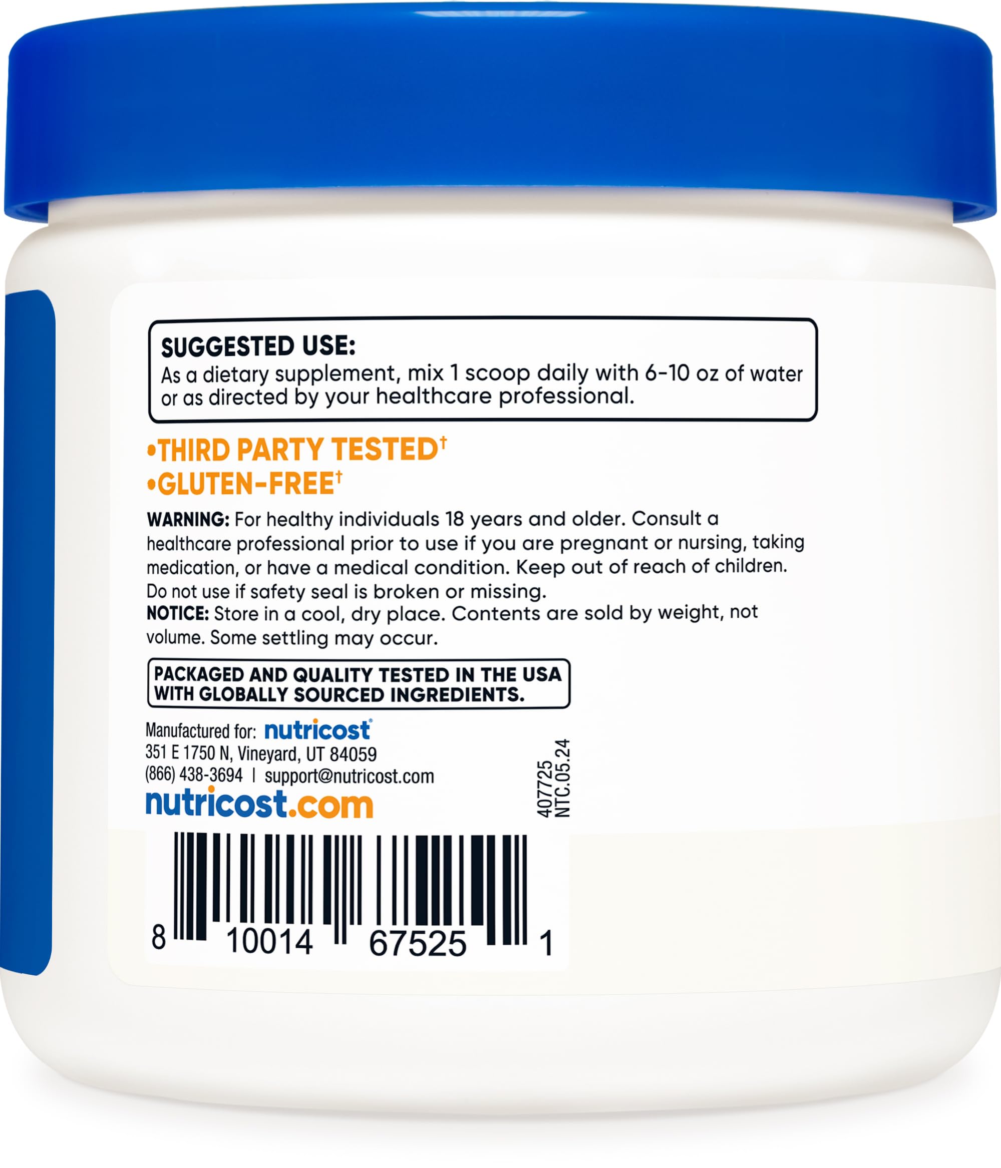 Serving scoop included with Nutricost L-Glutamine Powder