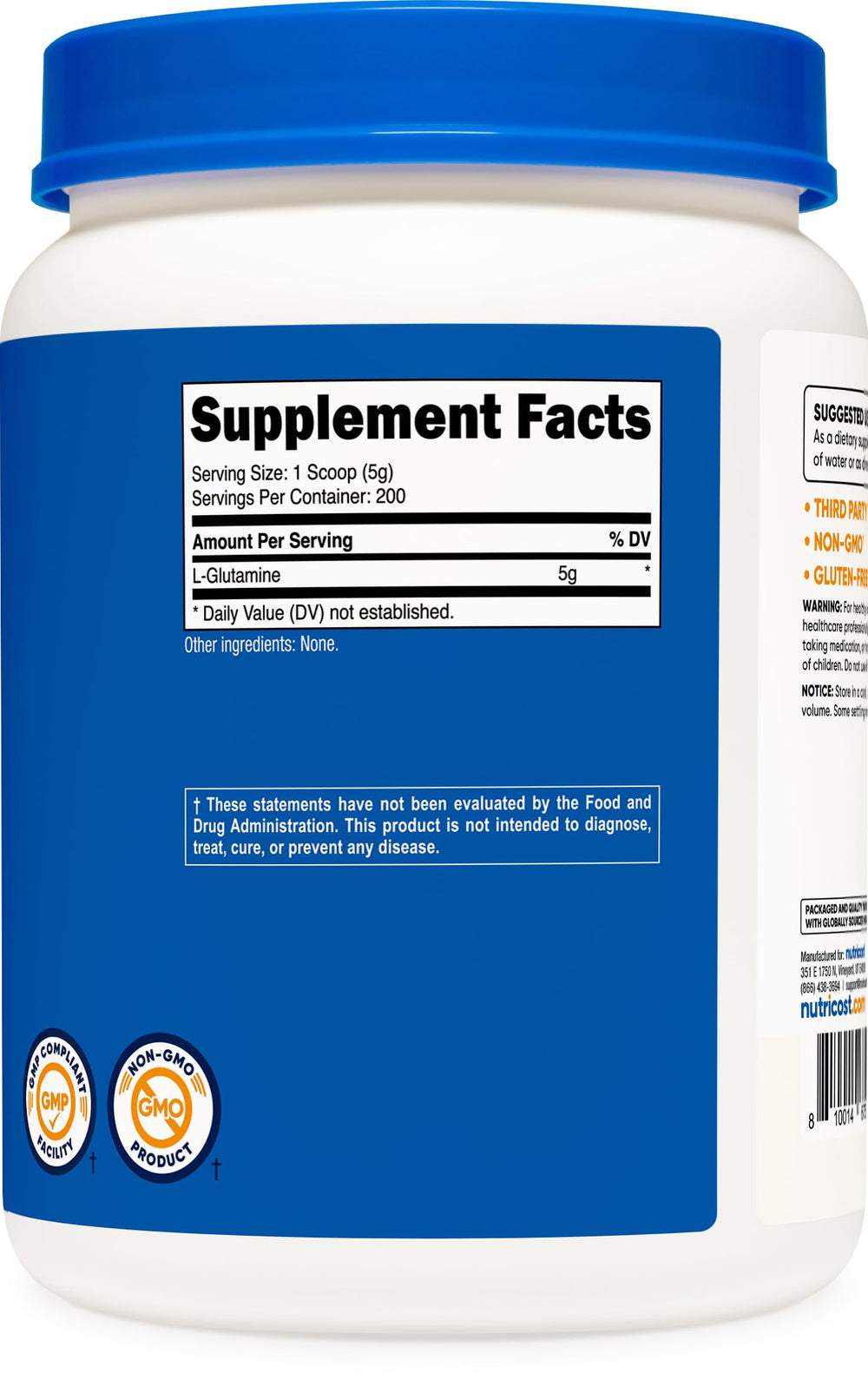 Facility in the USA where Nutricost L-Glutamine Powder is manufactured
