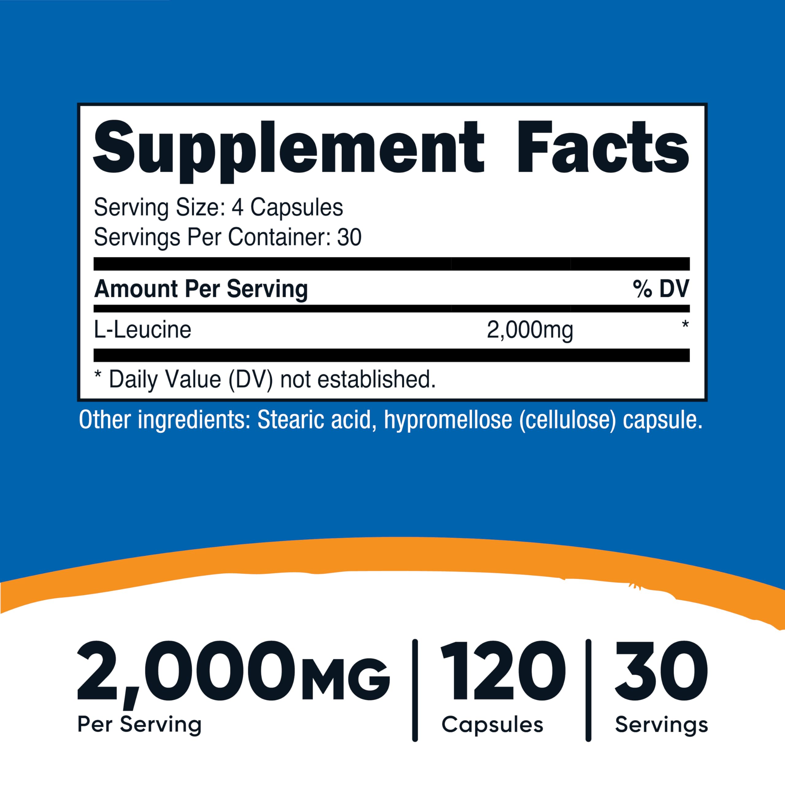 L-Leucine capsules 120-count per bottle - 30 servings