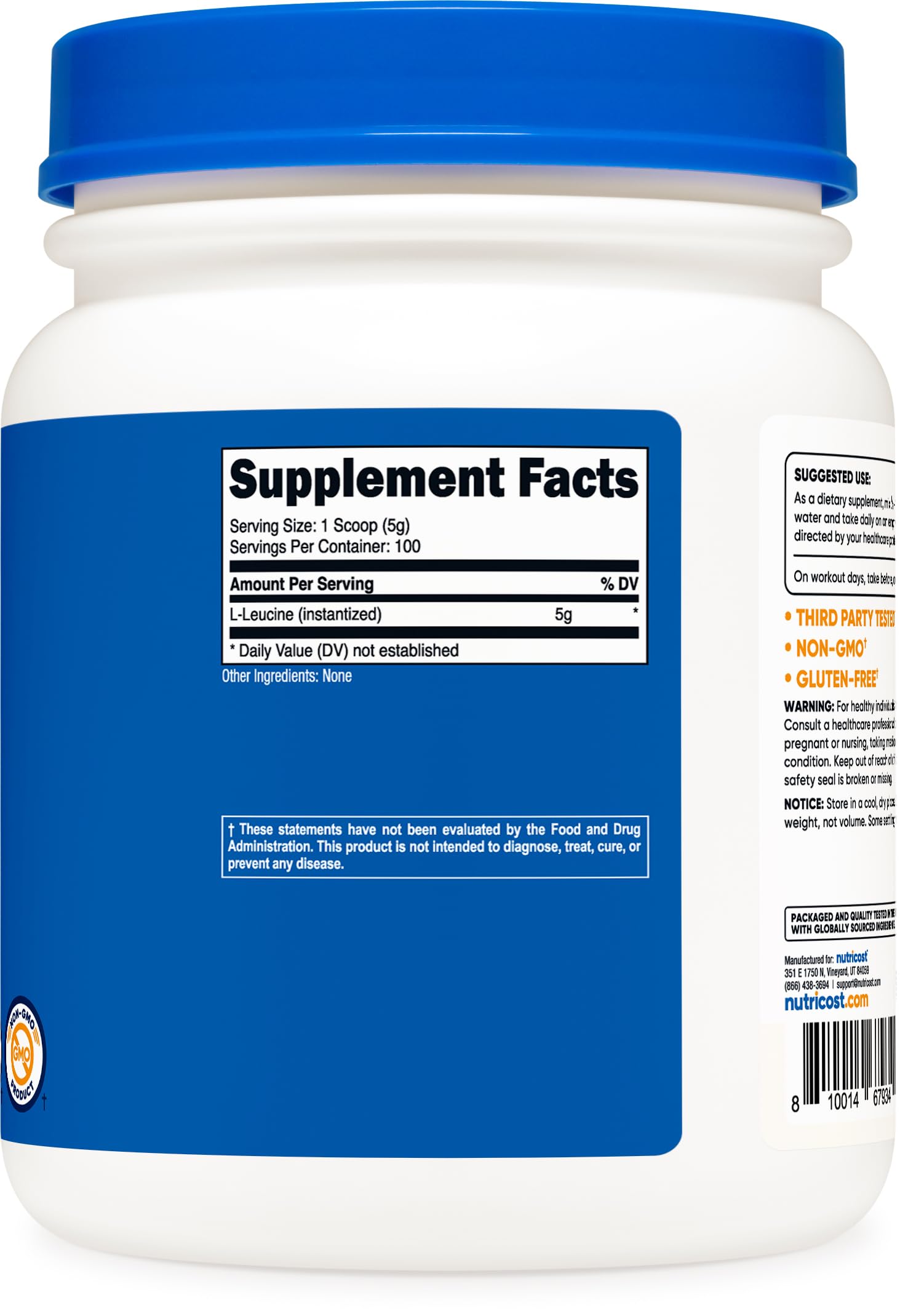 Nutricost L-Leucine powder packaging