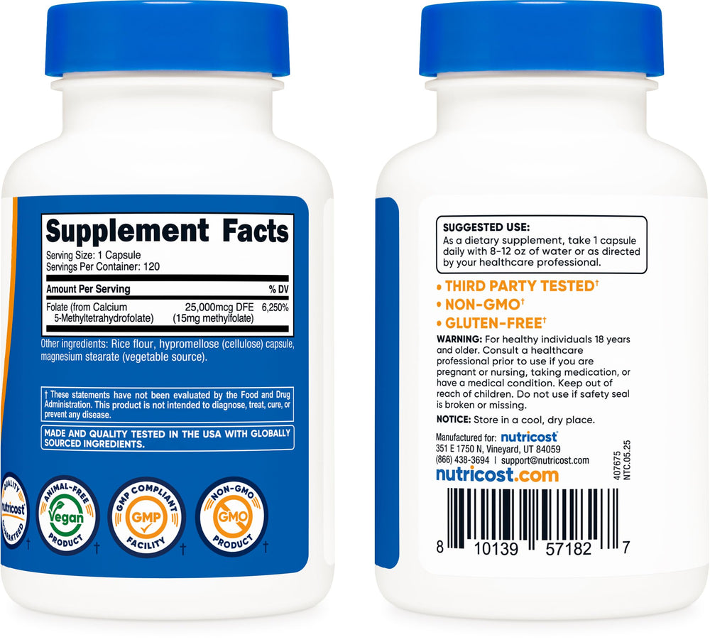Close-up of L-Methylfolate capsules