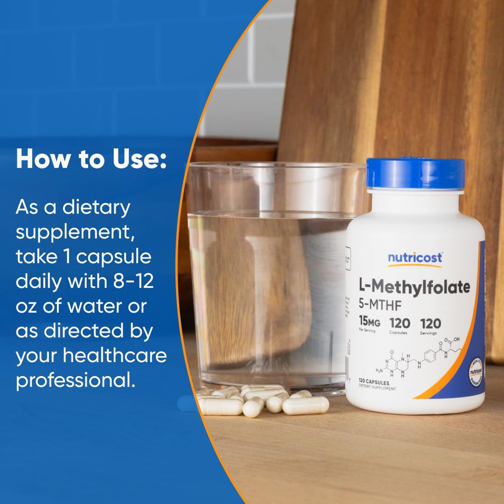 Supplement facts panel for Nutricost L-Methylfolate