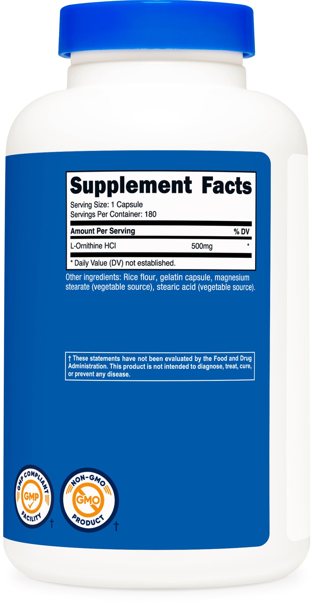 GMP compliant and FDA registered facility label on Nutricost packaging