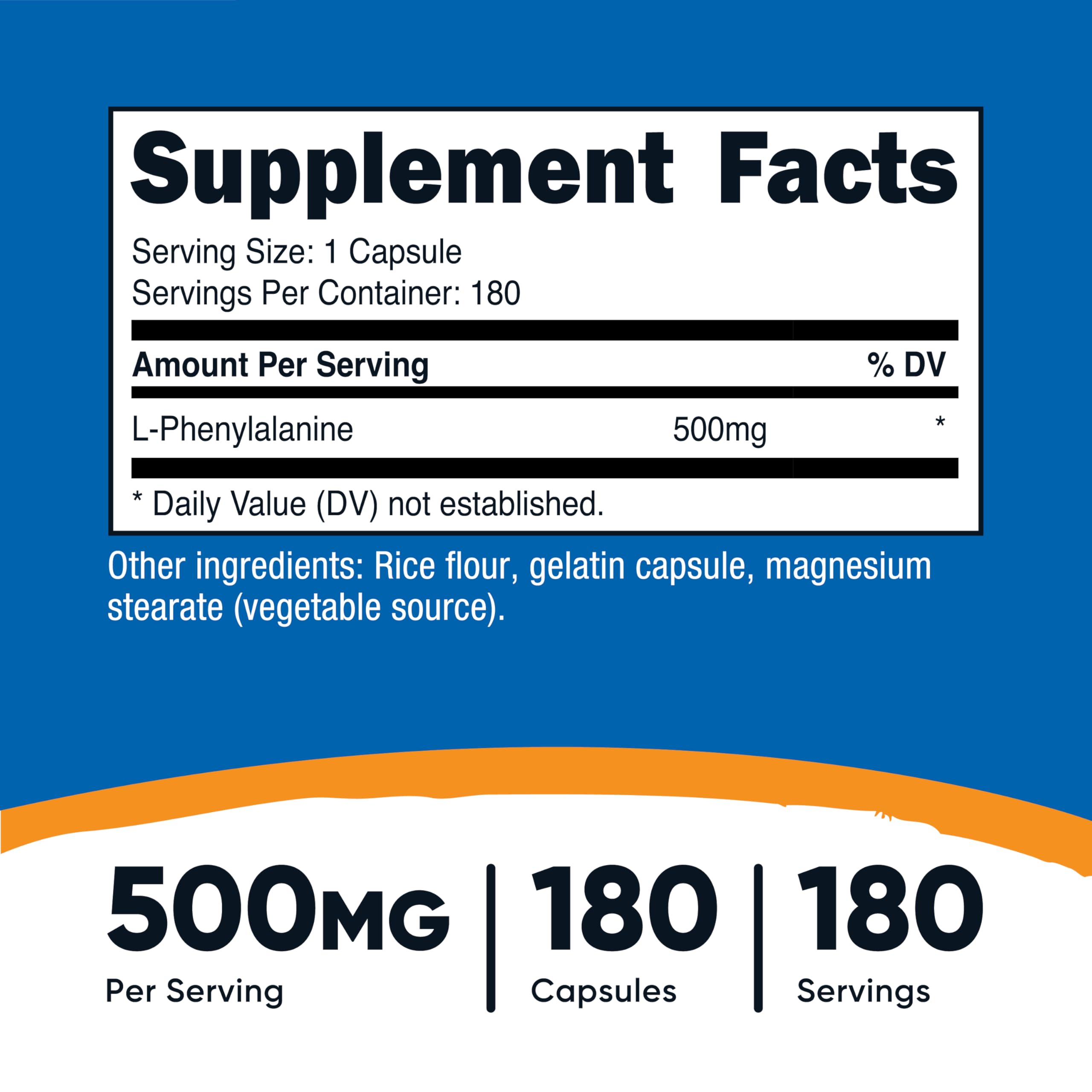 Bottle label highlighting 180 capsules