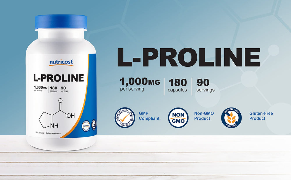Nutricost L-Proline bottle with label