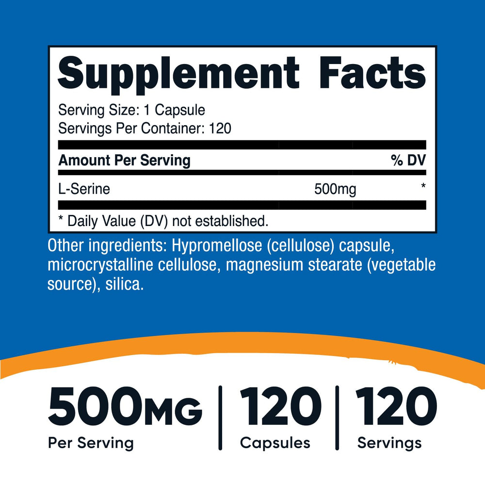 L-Serine capsules – 120 count in bottle