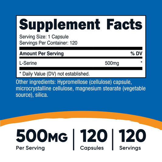 L-Serine capsules – 120 count in bottle