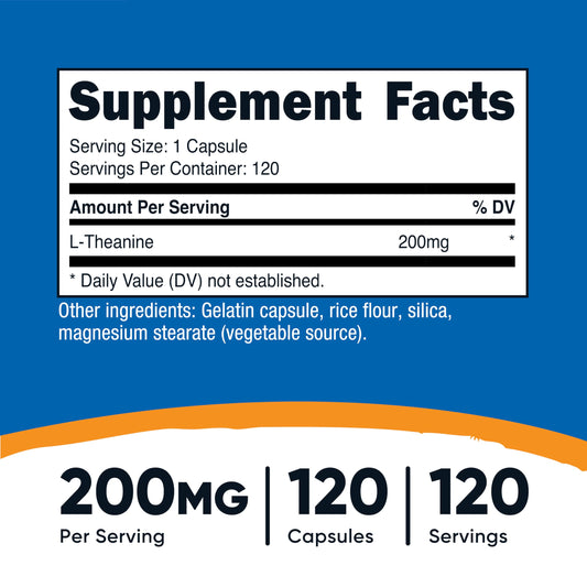 Serving size of Nutricost L-Theanine 200mg - 120 capsules per bottle