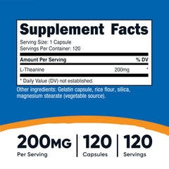 Serving size of Nutricost L-Theanine 200mg - 120 capsules per bottle
