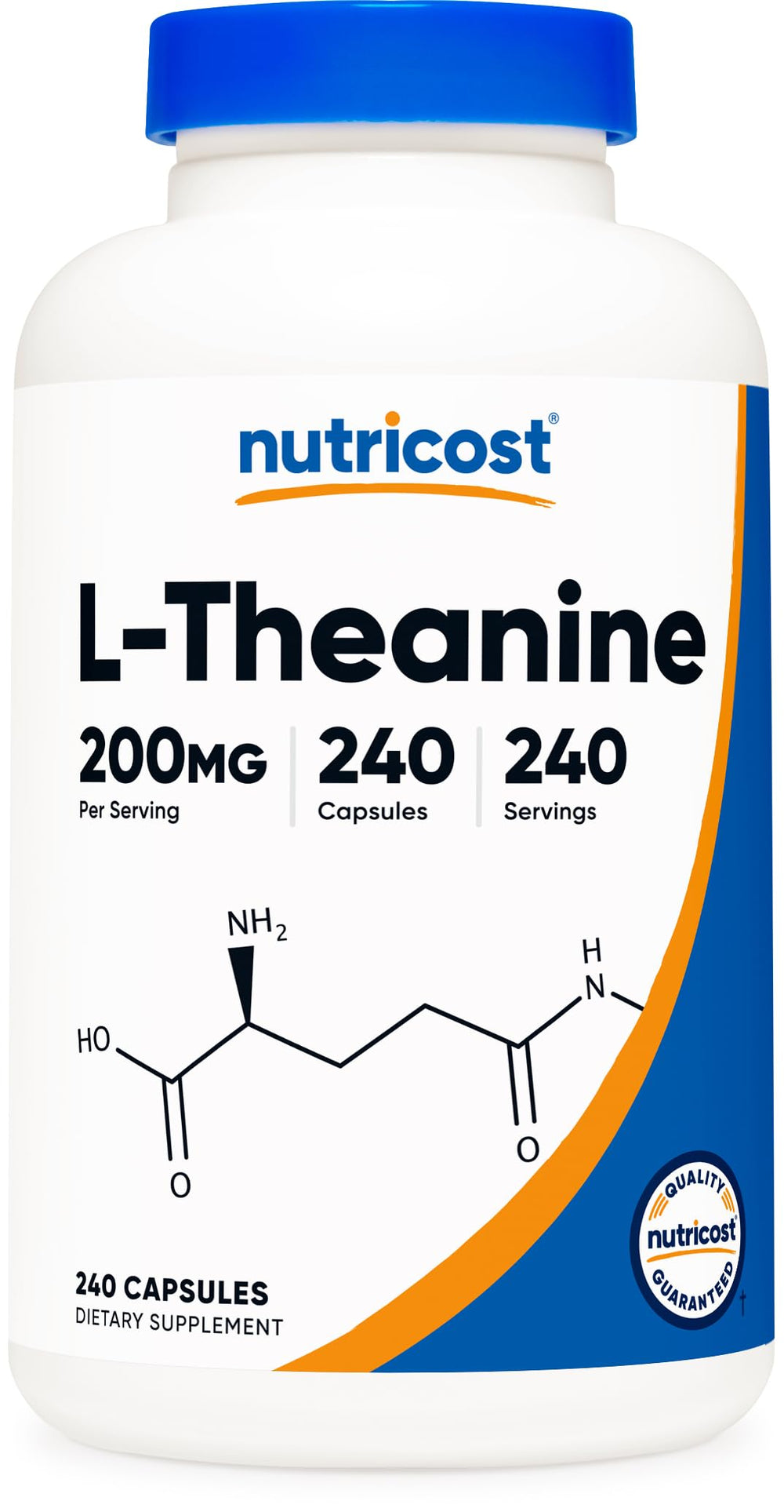 Nutricost L-Theanine 200mg bottle front label