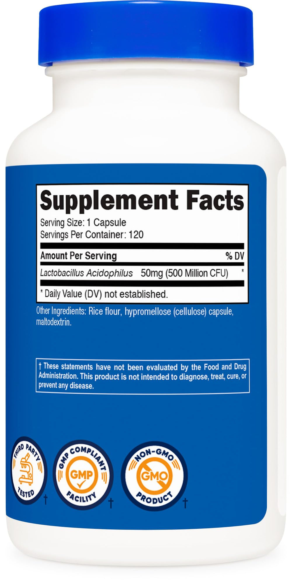 Gluten Free and GMO Free Nutricost probiotic bottle image