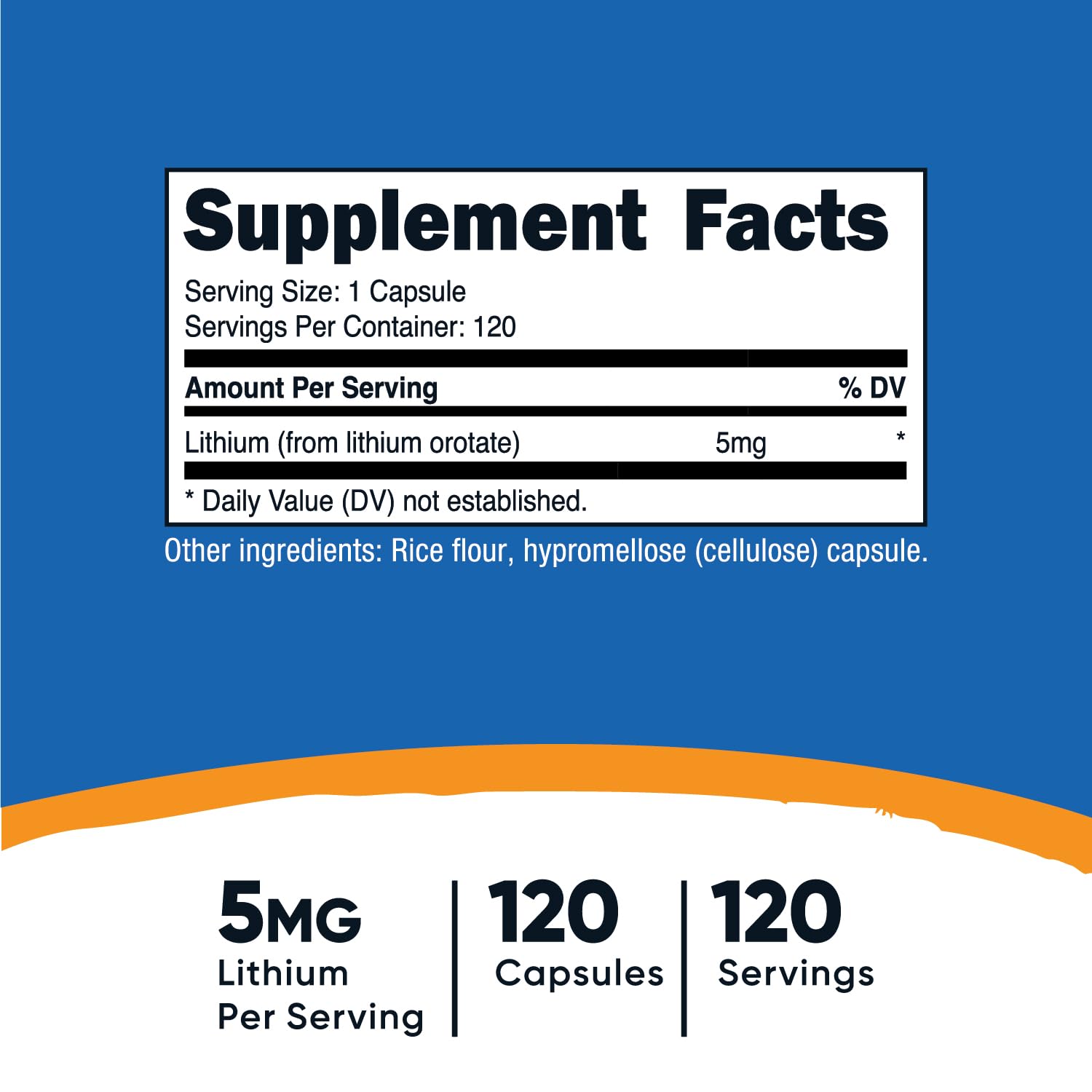 Nutricost Lithium Orotate 5mg bottle label