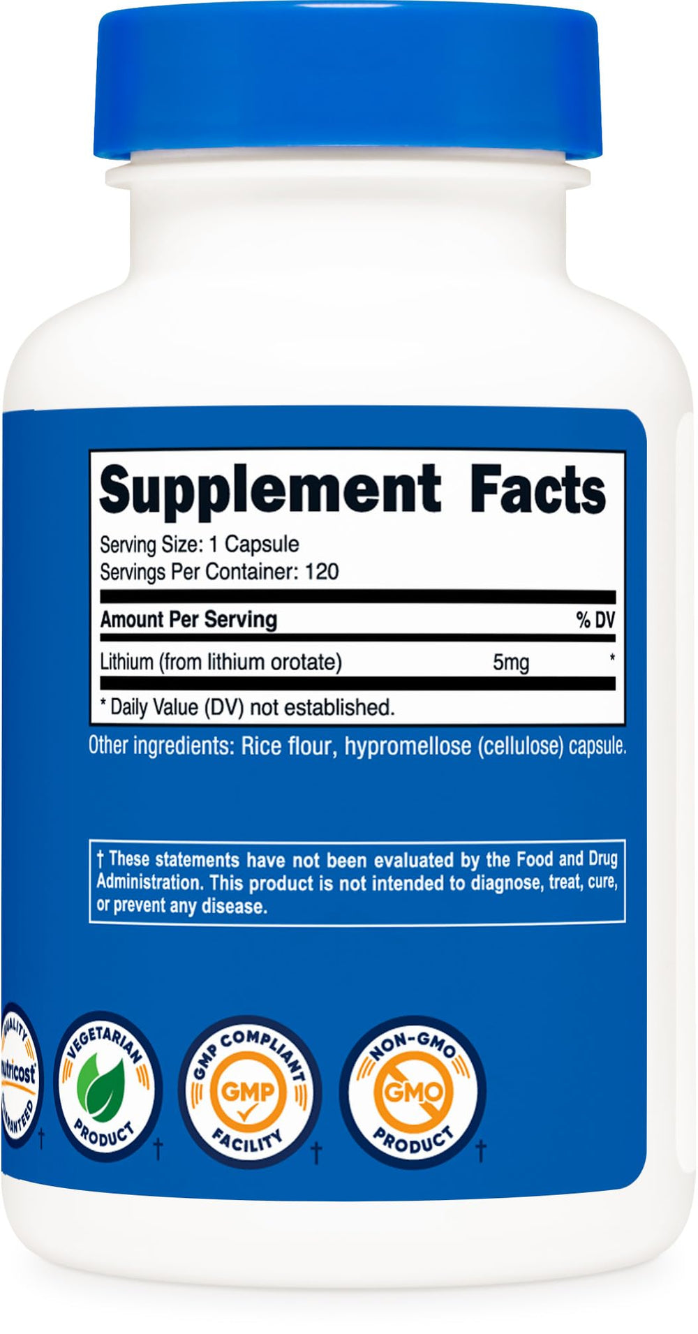 Nutricost Lithium Orotate 5mg packaging and product shot