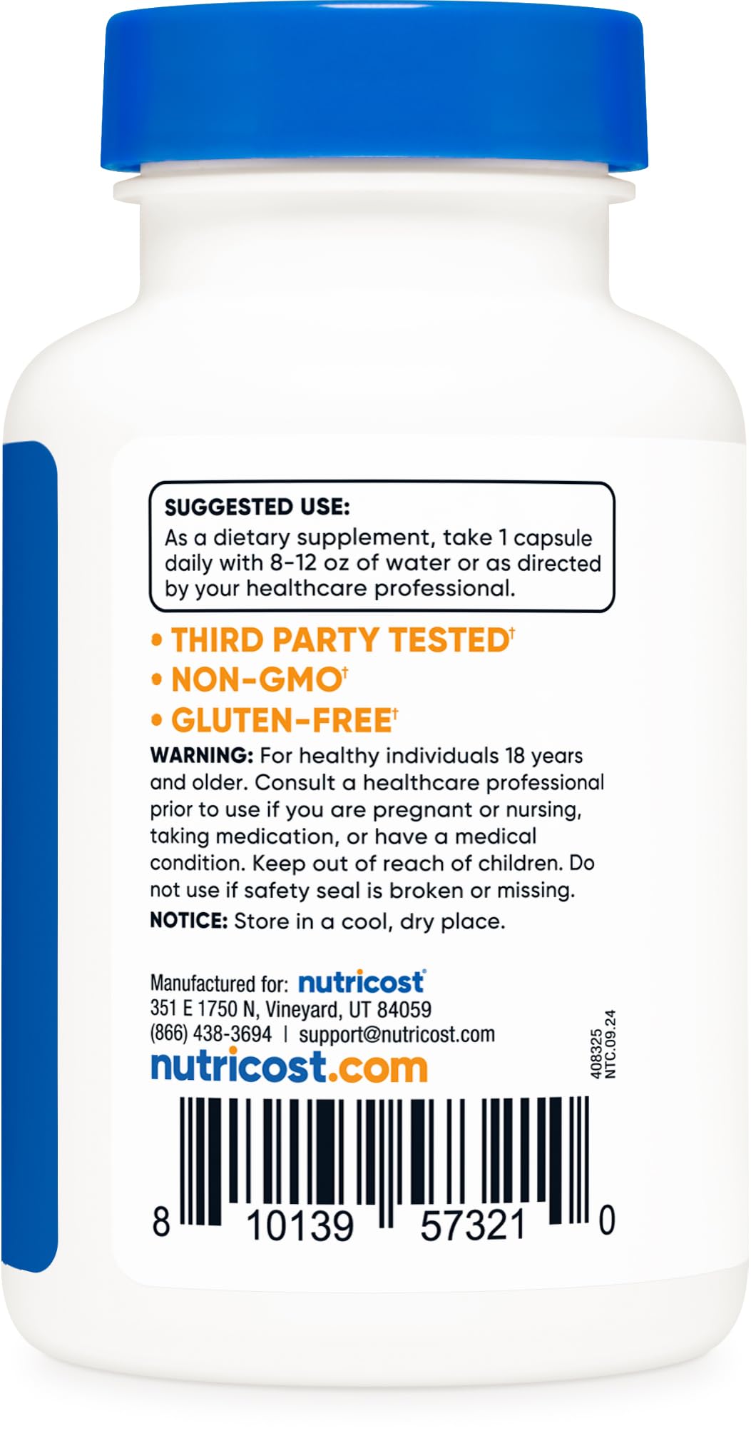 Gluten-free and vegan-friendly Nutricost Lumbrokinase packaging